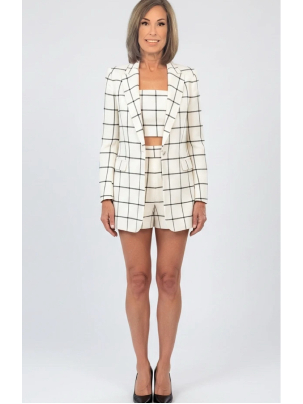 Alice + Olivia Breann Blazer, Off White/Black, NWT, Size 2.